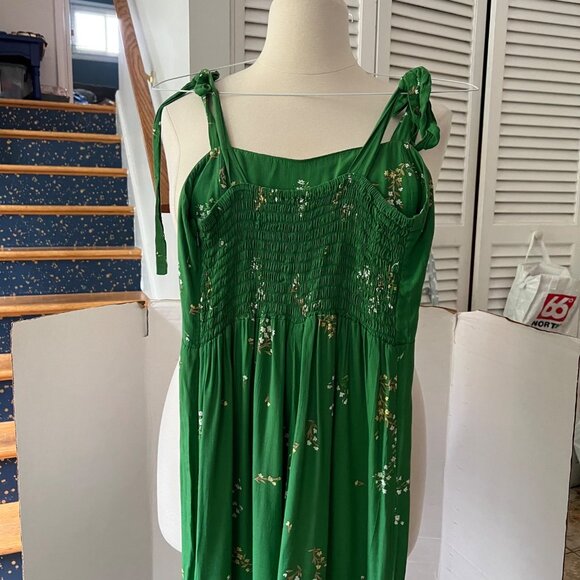 Faithfull The Brand Size L Green Floral Elsa Tie Shoulder Wide Leg Jumpsuit - Picture 6 of 16